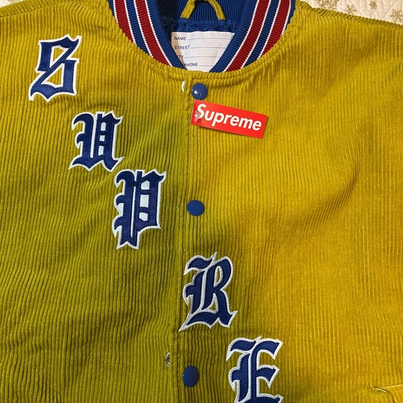 NWT Supreme Old English Corduroy Varsity Jacket size S - Picture 2 of 8